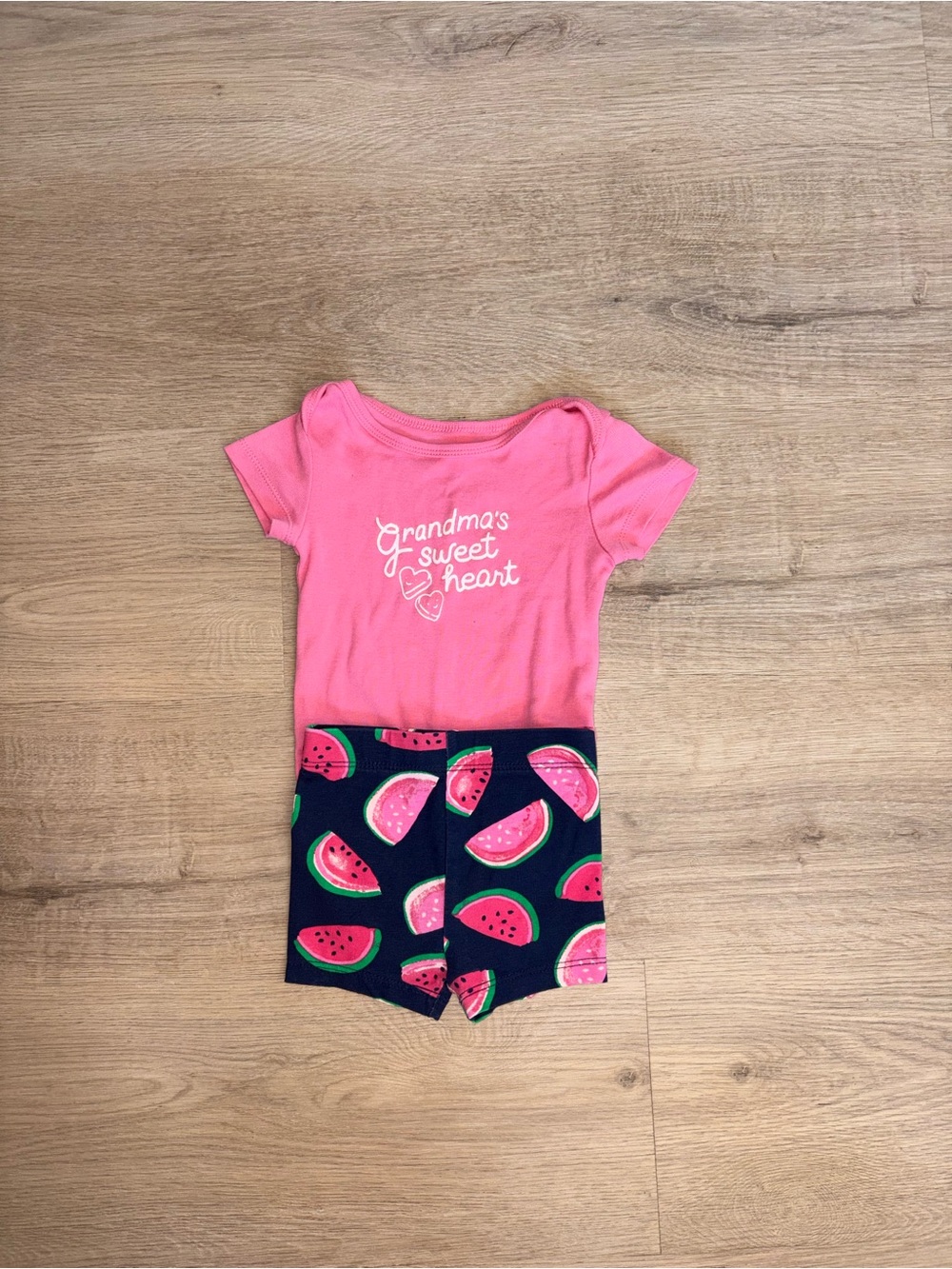 Joe Fresh Pink Top with Navy Watermelon Print Shorts